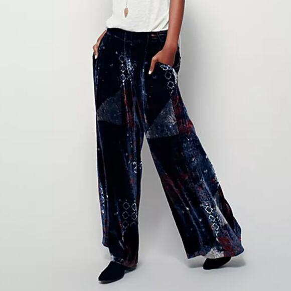 Free People Silk Velour Extreme Wide Leg Size 8 Pants - Picture 8 of 9